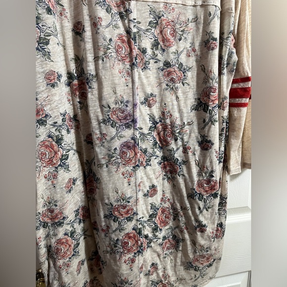 Plus size size 2x 3x floral slub baseball jersey long tunic top READ - Picture 8 of 9